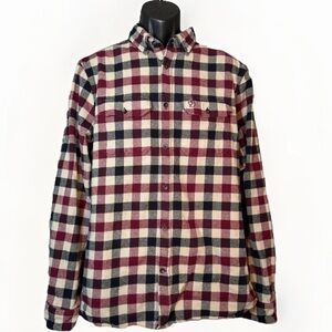 Fjallraven Skog Shirt Slim Fit Red Black Plaid Flannel Roll Tab Sleeve Men Sz XL